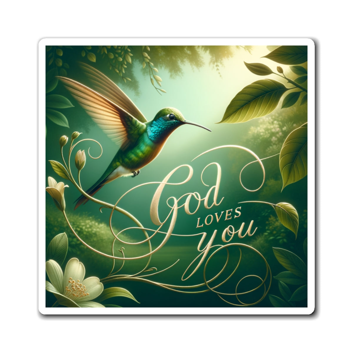 God Loves You Hummingbird Magnet